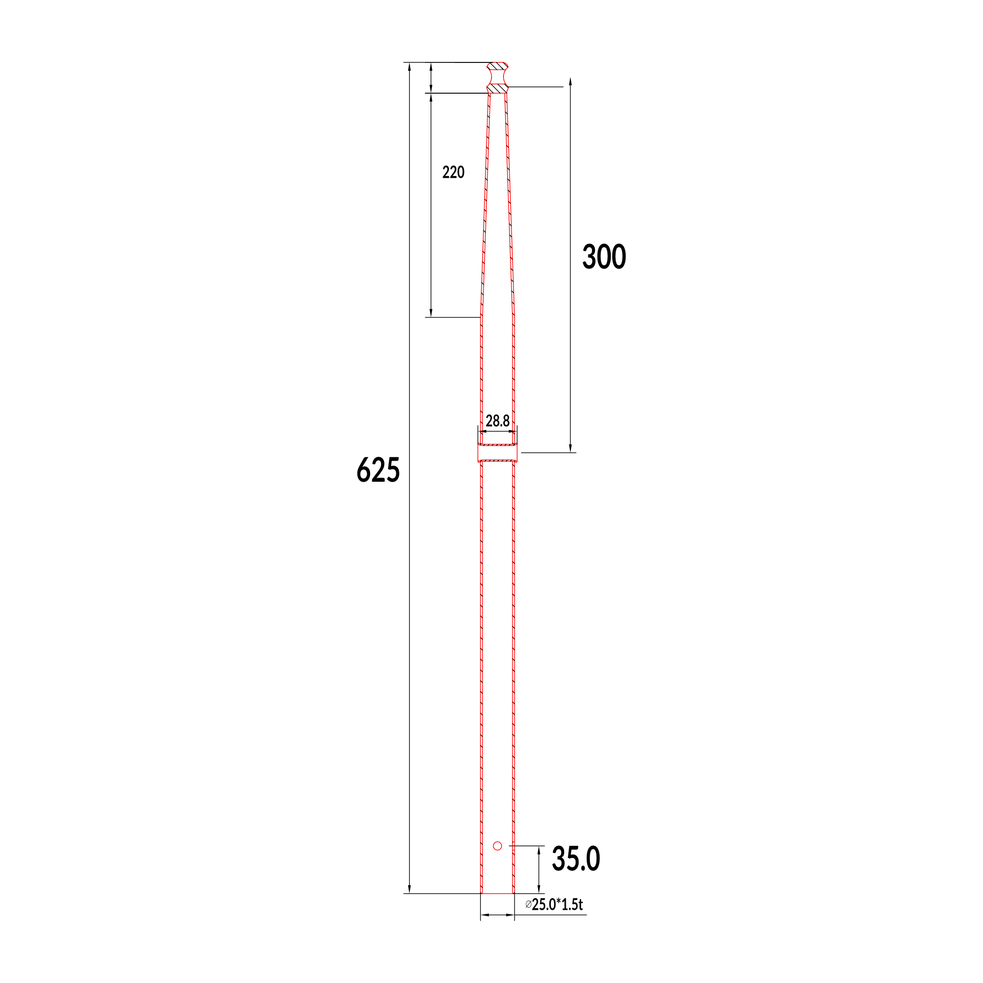 Stanchion with Welded Top Ø25 mm - Image 2