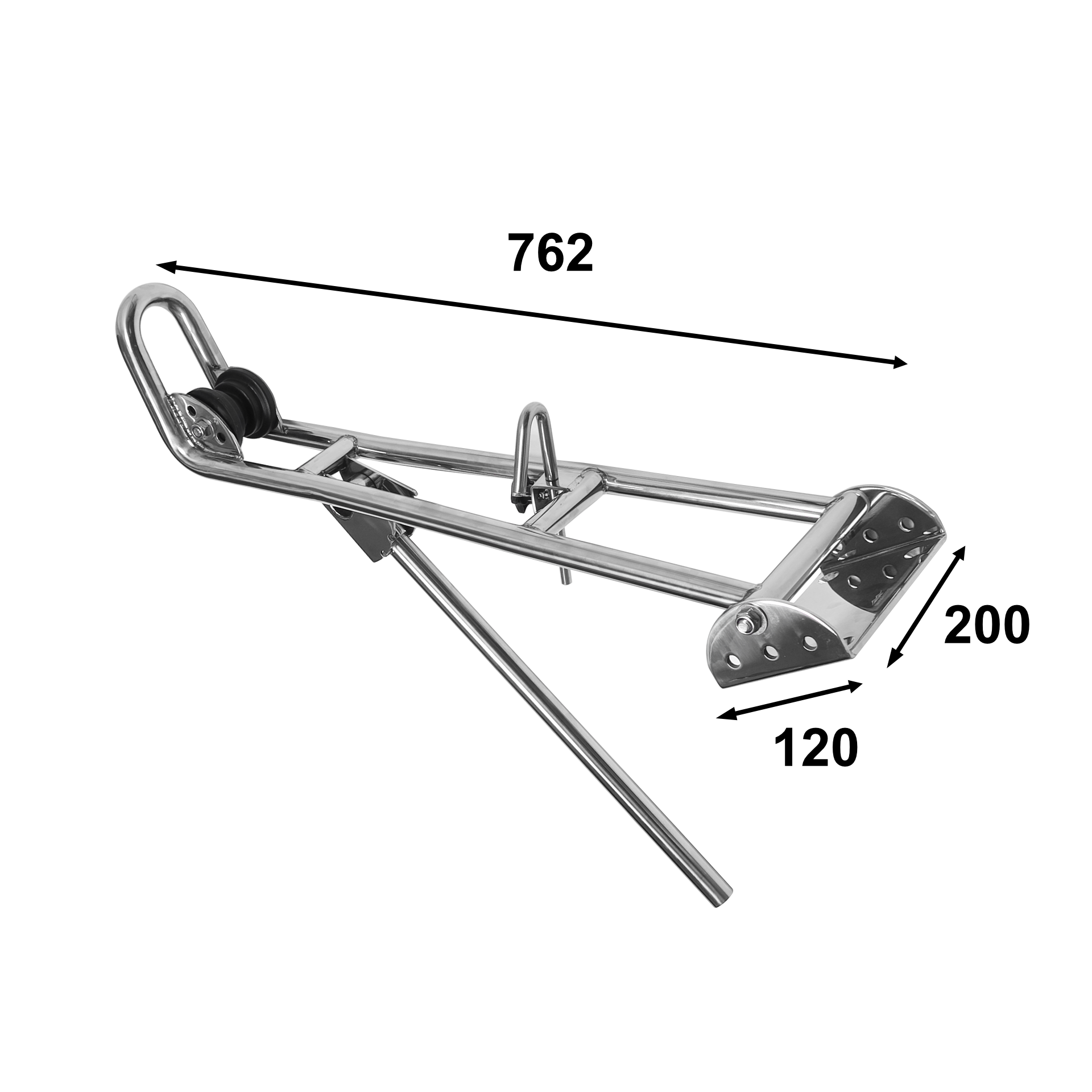 Anchor holder with strut & lock | Straight transom | 20kg anchor - Image 2